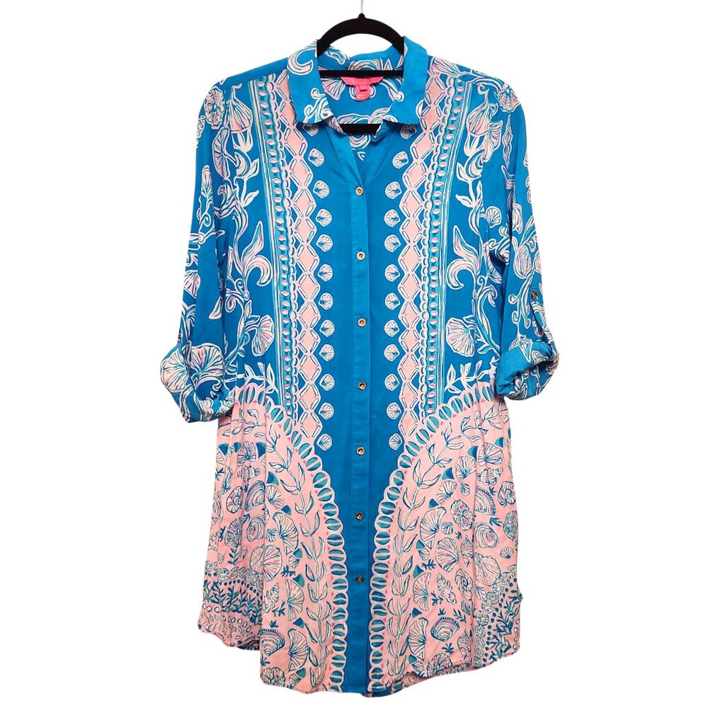 Lilly Pulitzer Natalie Cover-Up Shirt Size Small Water You Waiting For